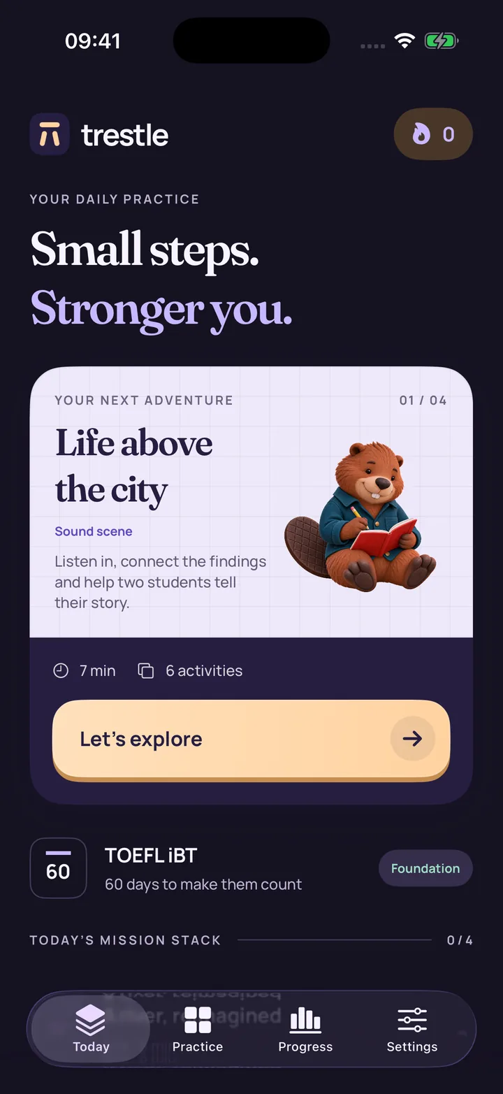 Trestle Dark mode screen